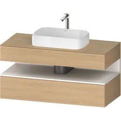 Duravit Qatego Konsolenwaschtischunterbau, 1 Auszug, 1 Schubkasten, Ausschnitt mittig, 1200x550x600mm, Nische Weiß Supermatt, QA4732084300000, Farbe: Eiche Natur