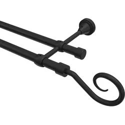 GARDINENSTANGE Primus Allegra 520 cm (geteilt in 4 x 130 cm), 2-läufig (ohne Ringe), 16 mm Ø Schwarz