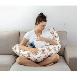 Loolay Stillkissen Baumwolle LUX Schwangerschaftskissen Seitenschläferkissen Baby Kissen, MUSTER: Cute TEDDY; WEICH Füllung + 100% BIO-Baumwolle Kissenbezug, SUPER BABYGESCHENK 170 cm Stillkissen + abnehmbar Bezug, LOOLAY® - 100% Europäische Stoffe und Kleinserien-Nähen!