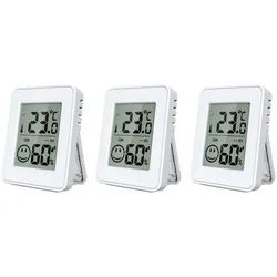 Miraval Klimamesser Thermo-/ Hygrometer 3-er Set, (Inklusive Akku), Hygrometer, Thermometer, Smiley Anzeige weiß