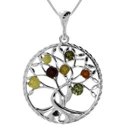 OSTSEE-SCHMUCK Kette mit Anhänger Ostsee-Schmuck Kette mit Anhänger Lebensbaum 30 mm (2-tlg) silberfarben 42 cm
