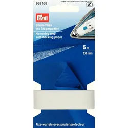 Stofferia Stoff Saumvlies mit Trägerpapier zum Einbügeln 20 mm weiß, Meterware