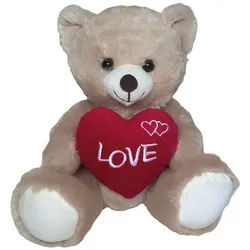 Jollity Kuscheltier Teddybär Kuscheltier mit Herz 25 cm Plüschtier Geschenk Liebe braun