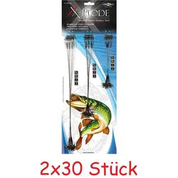MIKADO Total Fishing Vorfachschnur Stahlvorfach STAHL-LEADER Wirbel und Safety Snap 30cm/10kg 2x30 Stck., (60-St)