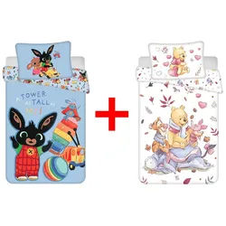 Jerry Fabrics Kinderbettwäsche Kinderbettwäsche Bing Bunny + Winnie Puuh 100 x 135 Hase Bär 2er-Set, Renforcé, 2 teilig bunt
