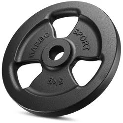 Hantelscheibe Gusseisen 5kg 31mm 3-Grip - MW-O5-kier - Marbo Sport