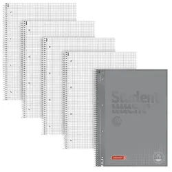 Brunnen 5x Collegeblöcke »Student Colour Code« A4 kariert 5 x 5 mm silber