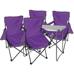 5-teiliges Campingmöbel Set lila Tisch+Campingstühle mit Tasche