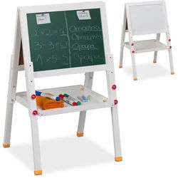 Relaxdays Kinderstandtafel , Weiß , Holz, Holzwerkstoff , Rechteckig , 39x77x44.5 cm , Dekoration, Malbedarf & Bastelbedarf