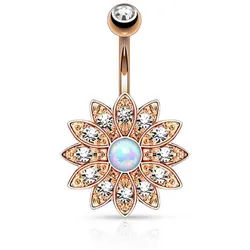 Order & Smile Schmuck Bauchnabelpiercing Bauchnabelpiercing roségold Opal Blume 316L Piercing Banane goldfarben