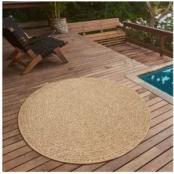 the carpet Teppich Kansas, rund, Höhe: 1 mm, moderner robuster In und Outdoor Teppich Jute Look beige Ø 80 cm x 1 mm