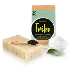 SOHO Naturkosmetik Gesichtsseife TRIKO mit Hanföl aus biologischem Anbau, mit Aktivkohle & Kampfer