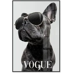 La Casa »Vogue Dog with sunglasses« Glasbild mit Strassapplikation 80x120 cm