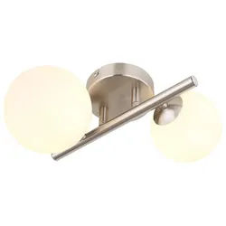 GLOBO LIGHTING Deckenleuchte, Leuchtmittel inklusive, Deckenleuchte Deckenlampe 2-Flammig LED Wohnzimmerleuchte Metall Glas