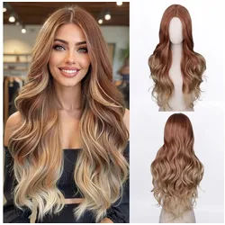 LuxusKollektion Kunsthaarperücke Perücke Damen Locken Ombre Synthetikfaser Braun Ash Blond