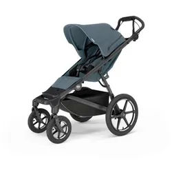 Thule Kinderwagen , Graublau , Kunststoff , 69x114x11o cm , UV 50+ , Feststellbremse, Fußstütze abklappbar, Federung, Verdeckung abnehmbar, 5-Punkte-Gurt, Handbremse, für Babyschale geeignet, Transportsicherung, Reflektorstreifen, auch mit Luft-Rädern erhältlich , Baby on Tour, Kinderwagen, Kombikinderwagen
