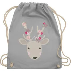 Shirtracer Turnbeutel Süßer Hirsch - Frühlingstiere, Mode für Oktoberfest Tasche grau