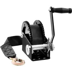 VEVOR Seilwinde 907,1kg Handseilwinde 208x105x151mm Bootswinde 2-Wege-Ratsche/1-Gang Handwinde mit ca. 7m Polyesterband Gurtwinde mit ergonomischen Griff Handseilzug Winde für Fahrzeuge und Boote