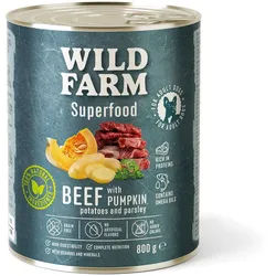 WILD FARM Superfood Beef (Rindfleisch mit Kürbis, Kartoffeln und Petersilie) 800g getreidefreies Hundefutter