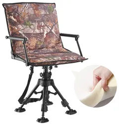 VEVOR Faltstuhl Campingstuhl Anglerstuhl mit Armlehnen, höhenverstellbarer Klappstuhl Gartenstuhl (158 kg belastbar) 360° geräuschlos drehbar, 420-625 mm (Sitzhöhe) für Picknick Garten Outdoor