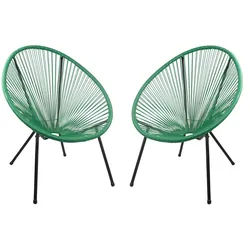 Gardenson Gartensessel , Grün, Schwarz , Metall, Kunststoff , Rundrohr , 73x93x73 cm , gastro- und objekttauglich, wetterfest, UV-beständig, abwischbar, geeignet für Balkon , Gartenmöbel, Gartensessel, Gartenstühle