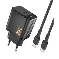 A27PCEU PD 30W GaN USB-C Wall Charger with USB-C Cable - Black