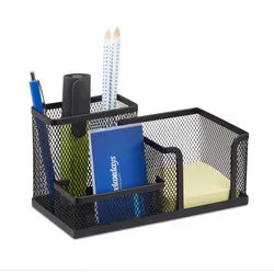 Relaxdays Stiftehalter , Schwarz , Metall , 18.5x10x9.5 cm , Büromöbel, Schreibtische