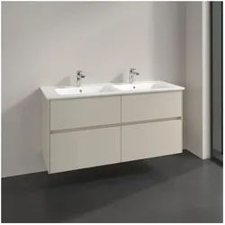 Villeroy und Boch Collaro Waschtischunterschrank C147B0VN 126,1x61x48cm, Waschbecken mittig, LED-Beleuchtung 9,4W, cashmere grey