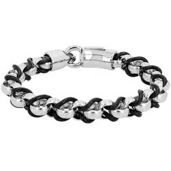 Adelia ́s Armband Herren Armband aus Leder 19 cm, Zum Verschenken – ideal zum Weihnachten silberfarben