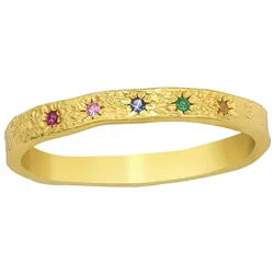 Order & Smile Schmuck Fingerring Ring mit bunten Steinen gold: Zirkonia Ring Silber 925 goldfarben 52