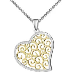 Firetti Kette mit Anhänger Schmuck Geschenk Silber 925 Halsschmuck Ankerkette Anhänger Herz, Made in Germany gelb|goldfarben|silberfarben