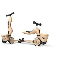 Scoot and Ride Kinderfahrzeug Lauflernhilfe Highwaykick 1 Lifestyle, Leopard / Beige, mit Aufbewahrungsbox, 2in1 Kickboard gelb