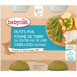 Babybio Petits Pois Pomme DE Terre DU Centre-Val DE Loire Cabillaud Sauvage dès 8 mois