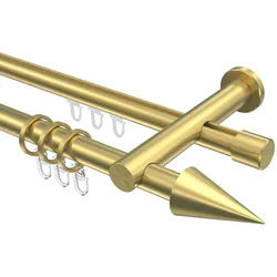 GARDINENSTANGE RUNDROHR-INNENLAUF Platon Savio 180 cm, 2-läufig, 20 mm Ø Messing-Optik