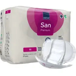 ABENA® San Premium Inkontinenzeinlagen, Größe 11, Geformte Einlage mit 360° Auslaufschutz, 1 Karton = 4 Packungen à 21 Stück
