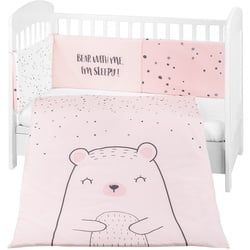 Kikkaboo Babybettwäscheset Bär 3tlg Decke 135 x 95 cm Nestchen 180 x 35 cm Bezug rosa