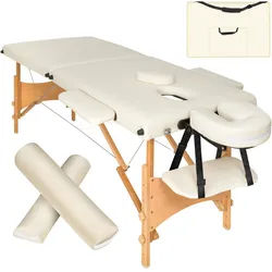 tectake Massageliege 2 Zonen Freddi, 210 x 95 x 84 cm, beige , Beige , Holz , 95x84x210 cm , Freizeit & Co, Wellness & Gesundheit, Gesundheit