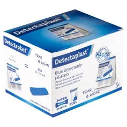 Detectaplast Tear & Wear Easy Pull Elastic Pflaster, 25 x 72 mm, Elastische, detektierbare Pflaster nach HACCP-Standards, 1 Box = 5 Packungen mit je 36 Stück