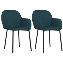 vidaXL Esszimmerstuhl Esszimmerstühle 2 Stk. Blau Samt (2 St) blau
