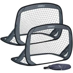 Relaxdays 2Xpop-Up-Tore , Grau , Textil, Kunststoff , 121x80 cm , Freizeit & Co, Sport & Fitness