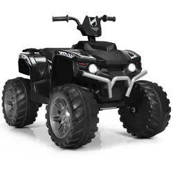 Costway Kinderquad 12V Elektro Schwarz , Kunststoff , 67x74x104 cm , Spielzeug, Spielzeugautos