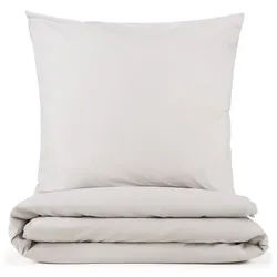 Blumtal Bettwäsche 3-teilig, 155/220 cm & 80/80 cm, Hellgrau , Textil , Rechteckig , 155x220 cm , Oeko-Tex® Standard 100 , Heimtextilien, Bettwäsche & Leintücher, Bettwäsche