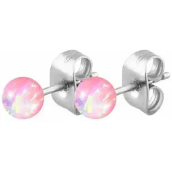 FILANGO Paar Ohrstecker Chirurgenstahl Ohrstecker SYNTHETISCHER OPAL (Ohrstecker, 1-tlg) rosa Opalgröße: 4 mm
