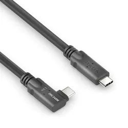 PureLink USB-C auf USB-C 90° Links/Rechts-Kabel - USB4 Gen 2x2, 5A, EPR 240W, 20G, DP Alt-Mode - PureInstall MicroX4 - schwarz - 1,50m