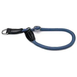 lionto Hunde-Halsband mit Zugstopp, Retrieverhalsband, Nylon, verstellbar & leicht mit Stoppring blau 50 cm Länge / 1 cm Ø | 1 cm x 50 cm