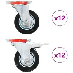 vidaXL Schwerlastrolle 24 Stk. Lenkrollen 100 mm, (24-St) schwarz