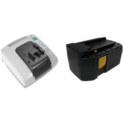 Trade-Shop 2in1 Set passend für Hilti WSR650-A, WSC6.5, UH240-A - Ladegerät + Akku Ni-MH 3000 mAh (24 V)