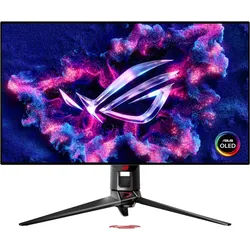 ASUS ROG Swift OLED PG32UCDP, 31.5" 31.5", 0.03ms (GtG), 3840x2160, 240Hz, OLED, entspiegelt, 450cd/m2, 1x DP 1.4, 2x HDMI 2.1, 1x USB-C 3.0 mit DP 1.4 (Up), 1x USB-B 3.0 (up), 3x USB-A 3.0 (Down), 3.5mm Klinke (out), TOSLINK (out), 2x 5W Speaker, höhenverstellbar (80mm), drehbar (+-15Grad), neigbar (+20/-5Grad), Adaptive Sync, AMD FreeSync Premium Pro, NVIDIA G-Sync comp. zert.