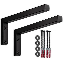 SO-TECH® Wandregalhalter Wandkonsole in L-Form robuste Regalkonsole zur Wandmontage, 2-tlg., 400 x 150 x 30 mm, Waschtischkonsole schwarz matt schwarz 3 cm x 15 cm x 40 cm