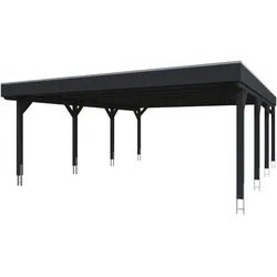 Skan Holz Grunewald - Flachdach Carport aus Leimholz Breite 622 cm Gr. 2 - 622 x 796 cm Aluminium Dachplatten mit Trapezprofil (unbehandelt) anthrazit Holzcarport